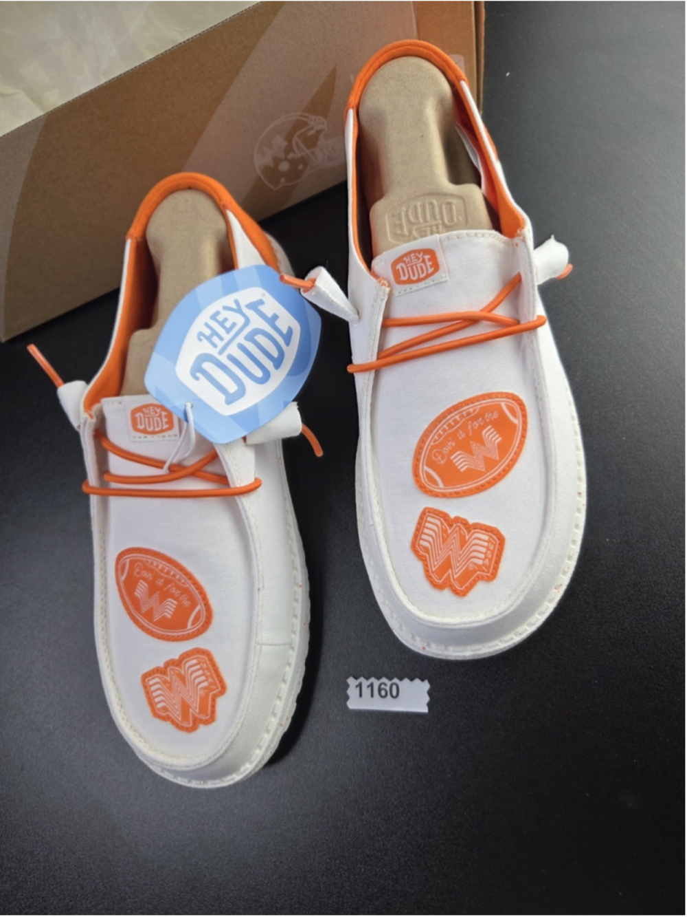 HEYDUDE x Whataburger Wendy White Orange Womens Slip-On Shoes US 8 NWT Box #1160